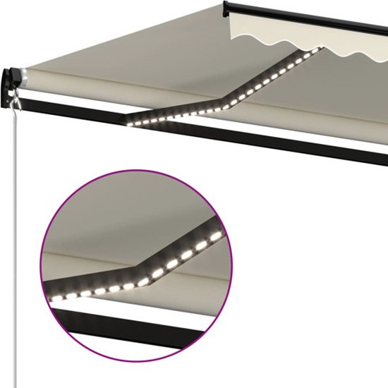 vidaXL Auvent extensible manuel avec LED 450 x 350 cm Crème