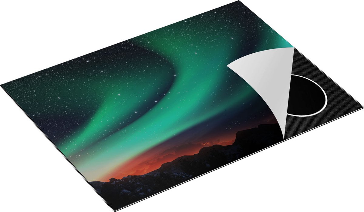 Chefcare Inductie Beschermer Noorderlicht in de Bergen - 70x50 cm - Afdekplaat Inductie - Kookplaat Beschermer - Inductie Mat