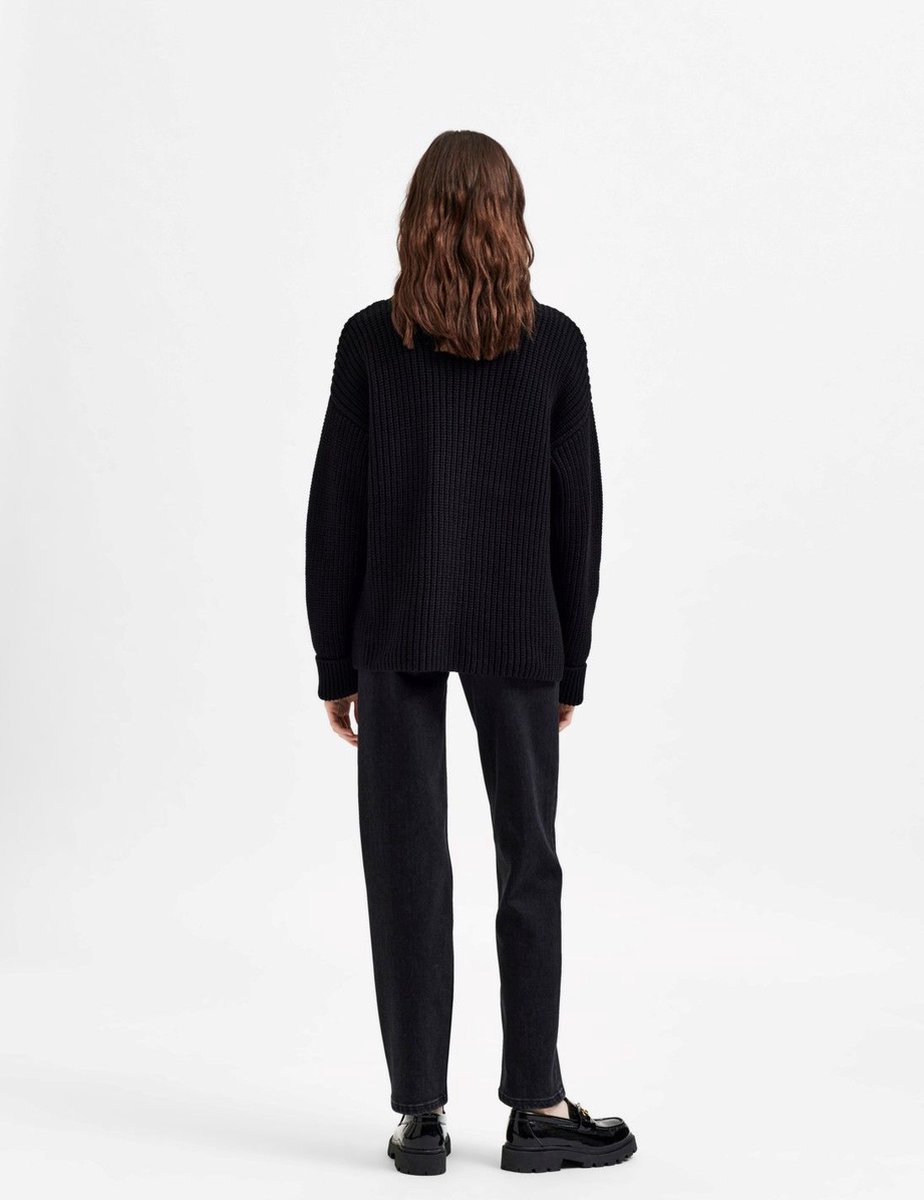 Selected Femme Selma LS Knit Pullover Black
