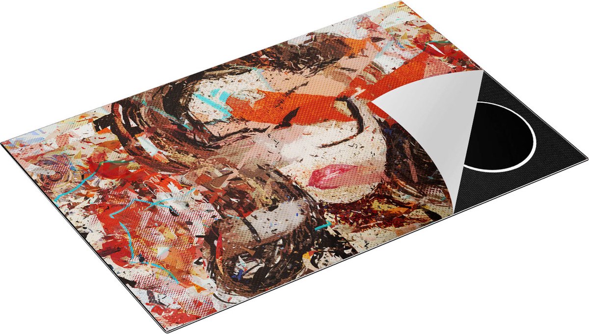 Chefcare Inductie Beschermer Abstracte Kunst van een Meisje - Vrouw - 80x55 cm - Afdekplaat Inductie - Kookplaat Beschermer - Inductie Mat