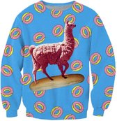 Lama eenhoorn met Donuts - Maat S - Festival Trui - Superfout - Foute Trui - Feestkleding - Festival outfit - Foute kleding - Foute party kleding -