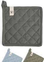 Walra Pannenlappen 2 stuks Cook and Trail - Met ophanglusje - 20x20 cm - 100% katoen - Off Black