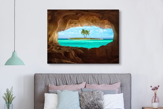 Peintures sur Toile - Paradis Tropical aux Caraïbes - 160x120 cm - Décoration murale XXL