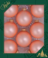 Krebs Kerstballen - 8 stuks - glas - koraal velvet roze - 7 cm