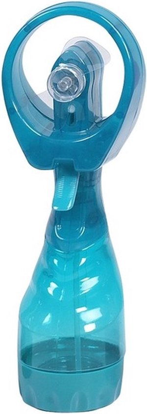 Waterspray ventilator 28 cm turquoise blauw groen, draagbare waterverstuiver ventilator op batterijen