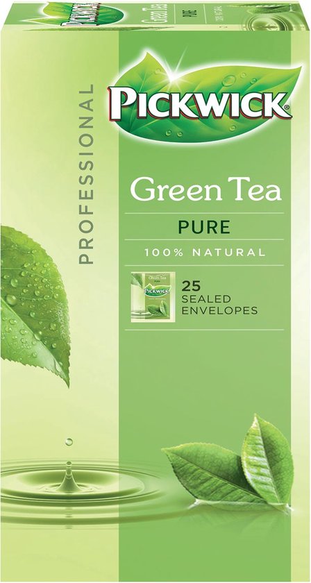 Pickwick thee, Groene thee Pure, pak van 25 zakjes van 1,5 gram | bol.com
