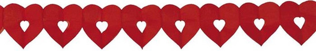 Rode hartjes thema feestslinger - Set van 3x stuks - 6 meter - Valentijnsdag of Love decoratie / versiering - papier