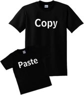 Copy Paste - T-shirt voor Ouder en Kind - Volwassenen Maat: XL - Kind Maat: 68 - Set van 2 T-shirts - Zwart korte mous