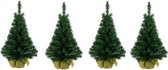 4x Kleine nep kerstboom in jute zak 75 cm - Kleine kunstbomen
