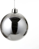 1x Grote kunststof kerstbal zilver 25 cm - Groot formaat zilveren kerstballen