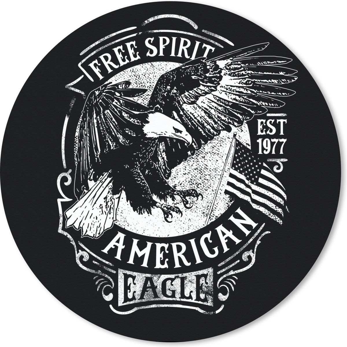 Muismat rond 20x20 cm - Mousepad Vogel - Amerikaans - Retro - Ronde muismatten