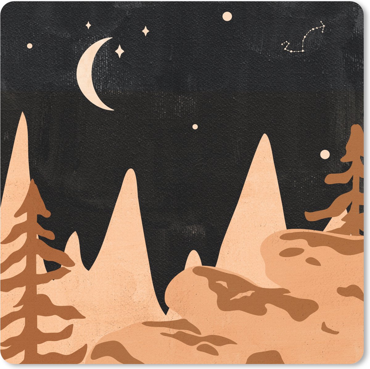 Muismat 30x30 cm - Mousepad Sterrenhemel - Bohemian - Maan - Nacht - Abstract - Muismatten
