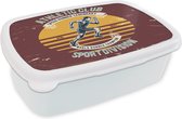 Broodtrommel Wit - Lunchbox - Brooddoos - Ren - Sport - Vintage - 18x12x6 cm - Volwassenen