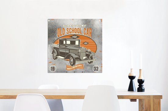 Décoration murale Métal - Aluminium Peinture Industrielle - Mancave - Voiture - Rétro - Oldtimer - 50x50 cm - Dibond - Photo sur aluminium - Décoration murale industrielle - Pour le salon / chambre