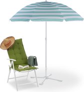 Relaxdays parasol met draagtas - strandparasol 160 cm - tuinparasol kantelbaar - camping