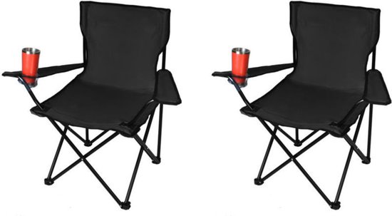 Recalma Set van 2 campingstoelen - Vouwstoel - Visstoel - Zwart - Draaggewicht 100 kg - 2 stuks - Inklapbaar - Inclusief draagtas