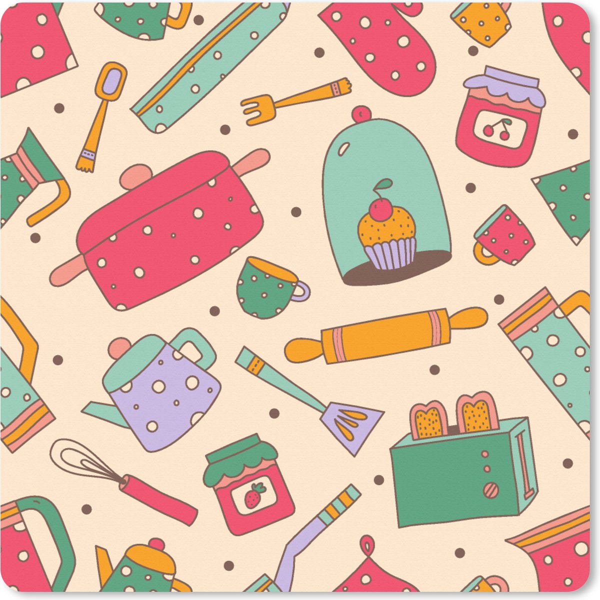 Muismat XXL 40x40 cm - Bureau onderlegger - Bureau mat Keuken - Thee - Patronen - Bureaumat - Gaming mousepad xl - Bureaulegger groot - Computer deskmat