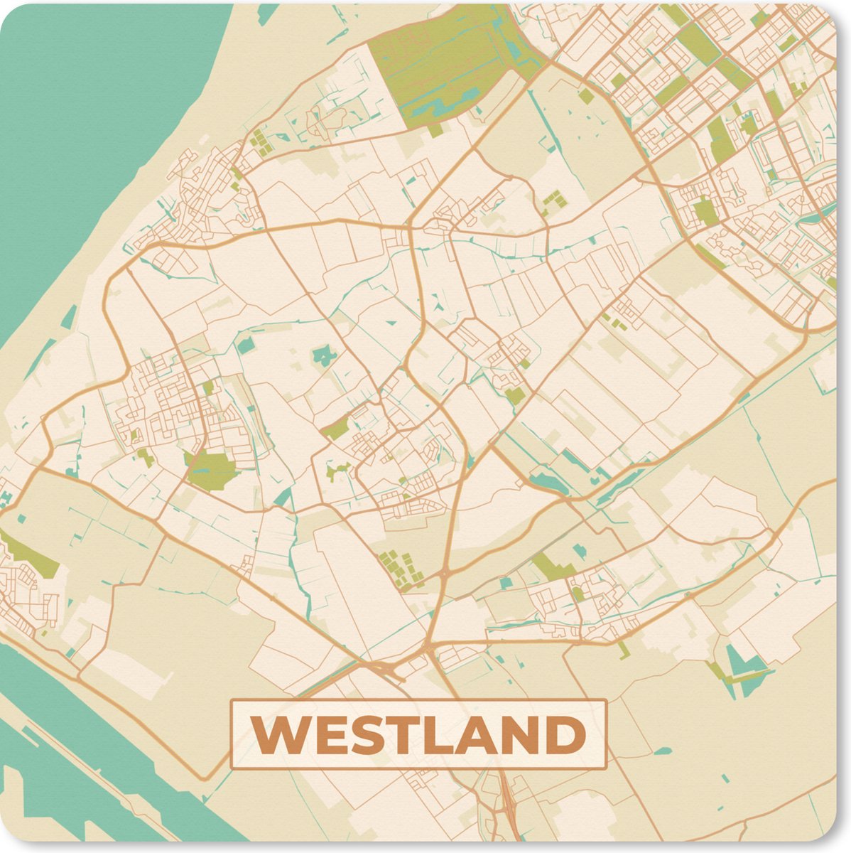 Muismat XXL 40x40 cm - Bureau onderlegger - Bureau mat Kaart - Westland - Vintage - Bureaumat - Gaming mousepad xl - Bureaulegger groot - Computer deskmat