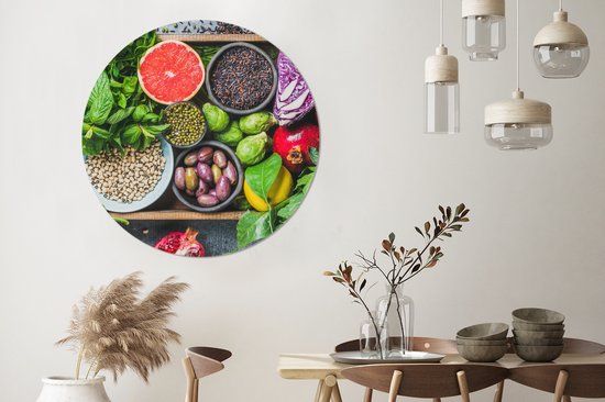 WallCircle - Wall Circle - Wall Circle Inside - Boîte - Fruit - Healthy - 140x140 cm - Décoration murale - Peintures Ronds