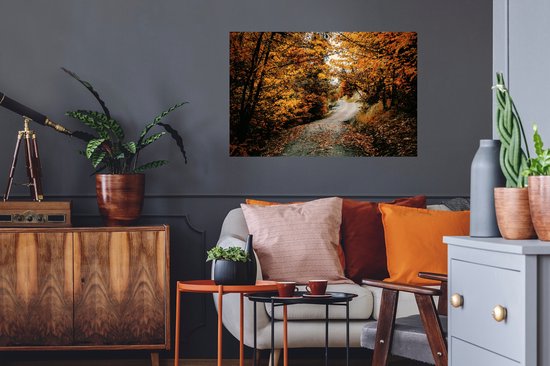 Stickers muraux - Forêt d'automne - Chemin - Feuilles - Rural - 90x60 cm - Feuille adhésive