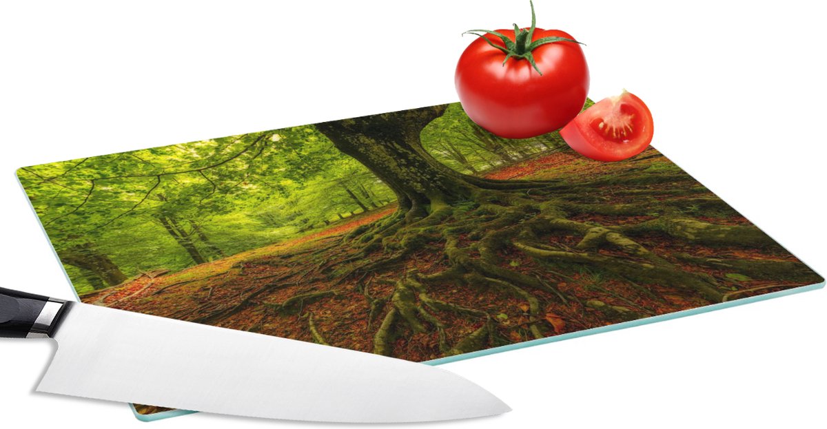 Glazen Snijplank - 28x20 - Boom - Bos - Herfstbladeren - Snijplanken Glas