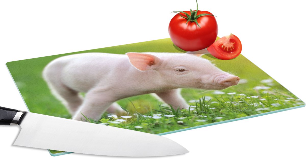 Glazen Snijplank - 28x20 - Dieren - Biggetje - Varken - Snijplanken Glas