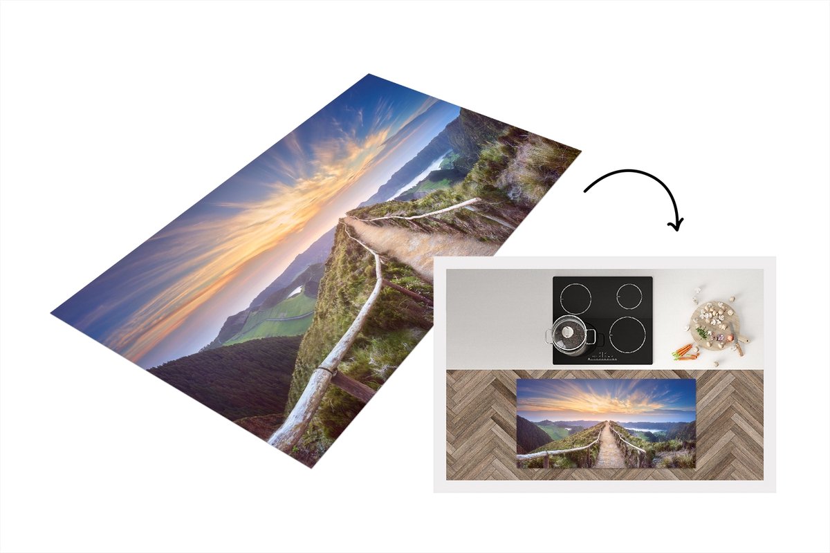 KitchenYeah Keukenloper - Loper keuken - Bergen - Natuur - Pad - 120x60 cm - Keukenloper vinyl Multicolor