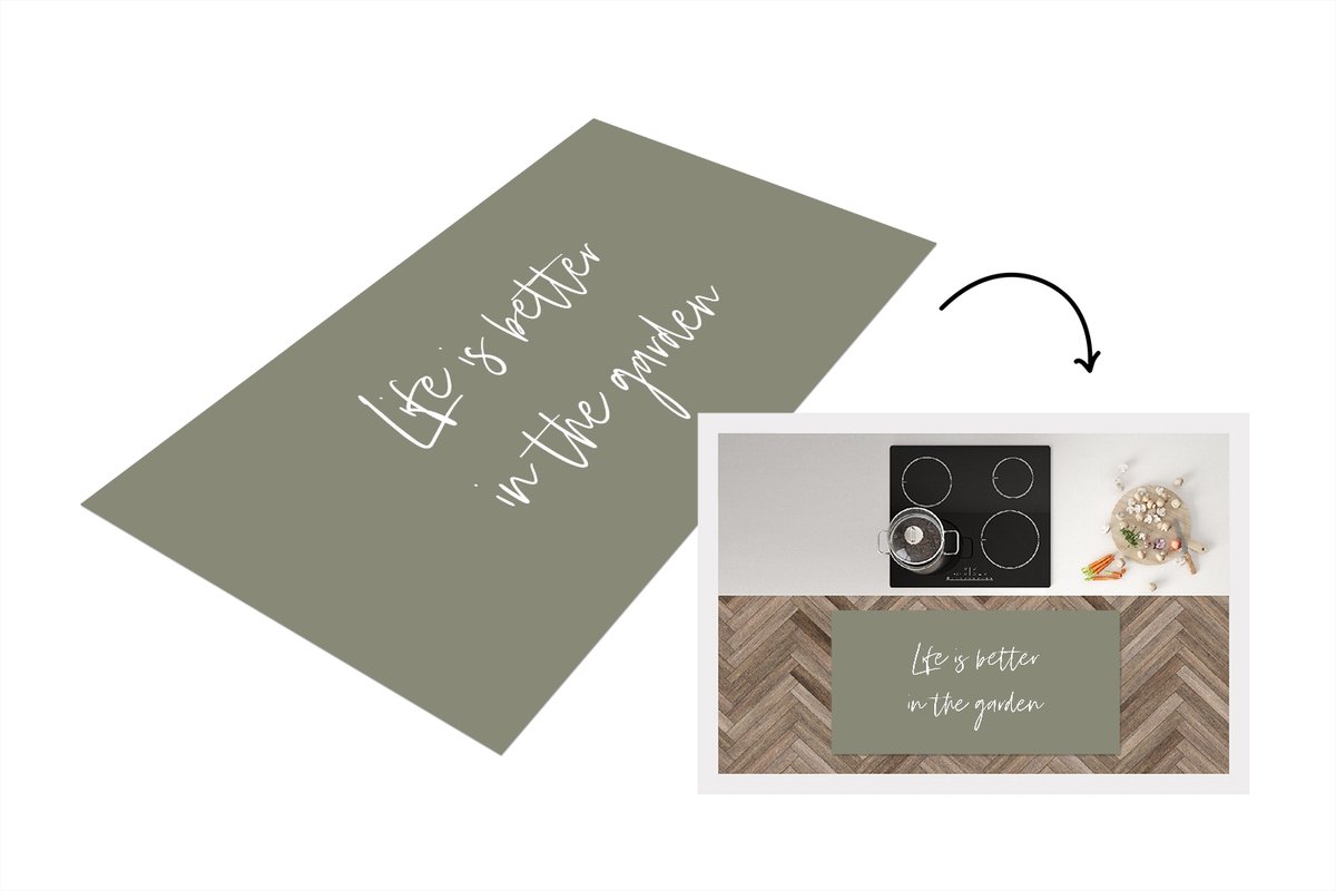KitchenYeah Keukenloper - Loper keuken - Life is better in the garden - Tuin - Quotes - Tekst - 120x60 cm - Keukenloper vinyl Multicolor