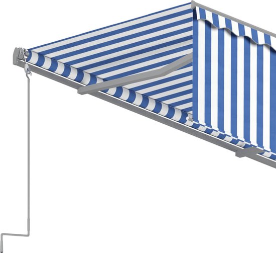vidaXL Auvent extensible manuellement avec store enrouleur LED 4x3 m Bleu Blanc