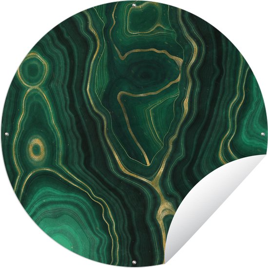Tuincirkel Gold - Groen - Agaat steen - Geode - Marmer - Ronde Tuinposter - Buiten