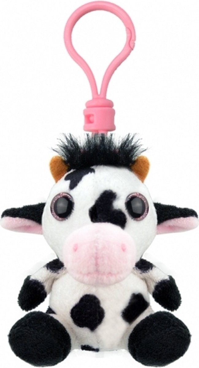 Wild Planet Koe Sleutelhanger - 9 cm - pluche - koeien knuffel hanger
