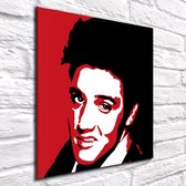 Pop Art Elvis Presley Acrylglas - 100 x 100 cm op Acrylaat glas + Inox Spacers / RVS afstandhouders - Popart Wanddecoratie
