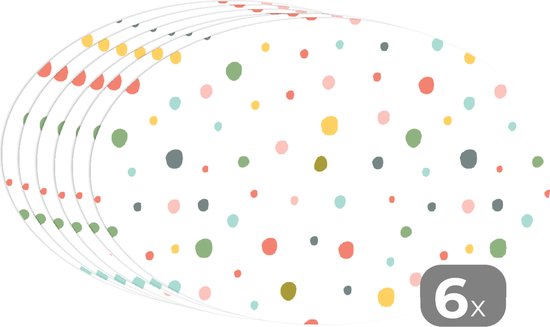 Napperons ovales - Sous-verres - Sets de table ovales - Peinture - Motif - Points - 6 pièces