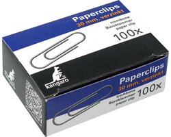 Kangaro paperclips - 30mm - rond - 100 stuks - verzinkt - K-10030
