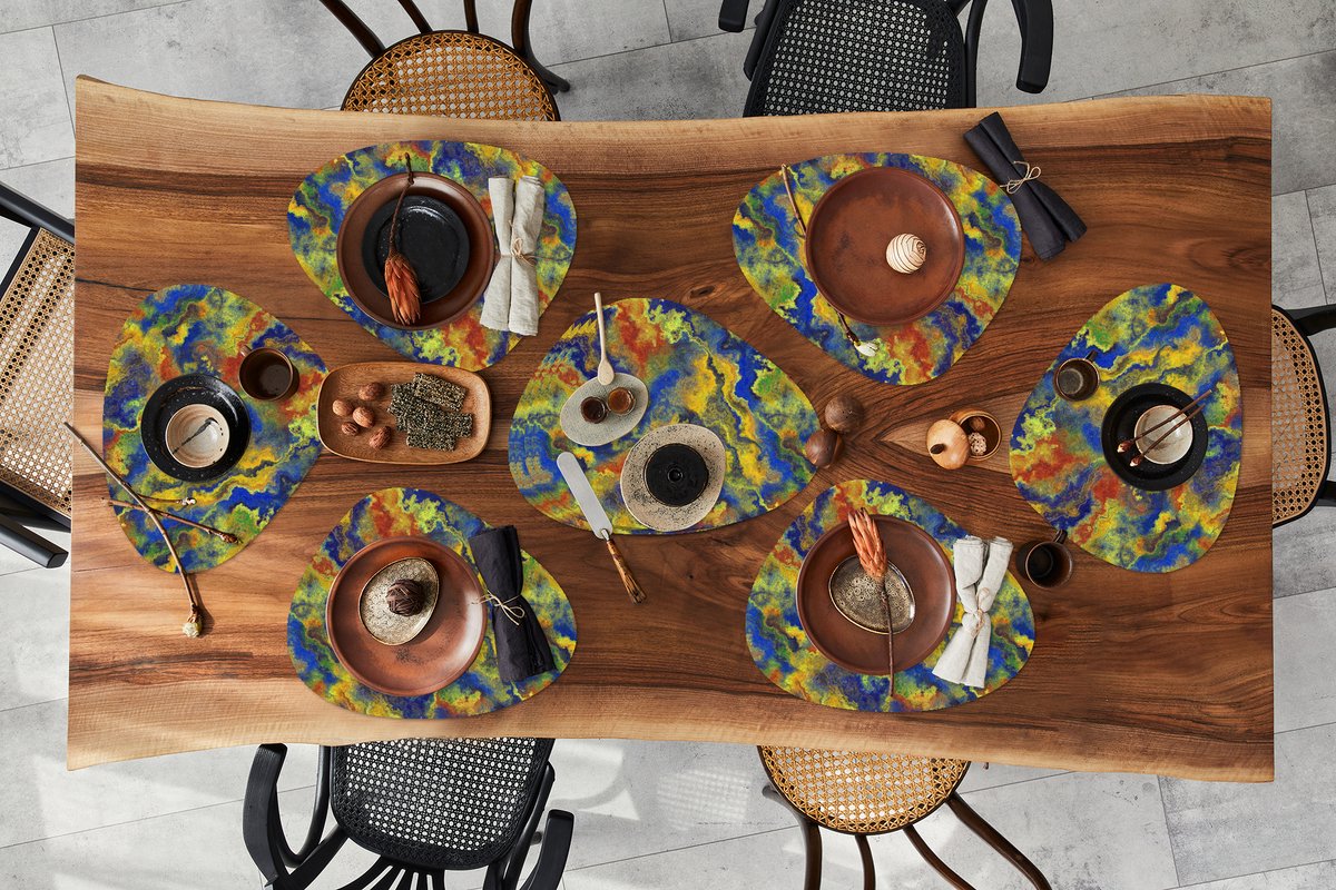Placemat organisch - Placemats organic - Onderleggers - Abstract - Patronen - Verf - 10 stuks