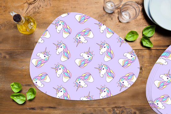 Set de table bio - Napperons de table bio - Sets de table - Licorne - Pastel - Motifs - 6 pièces