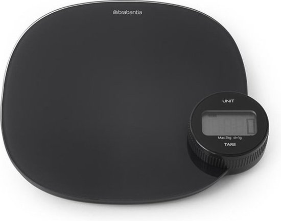 Brabantia Tasty+ Keukenweegschaal Digitaal - geen Batterij nodig - Dark Grey