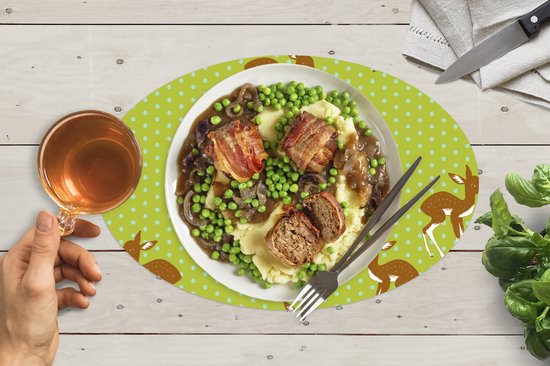 Napperons ovales - Sets de table - Sets de table ovales - Motifs - Cerf - Pois - 8 pièces