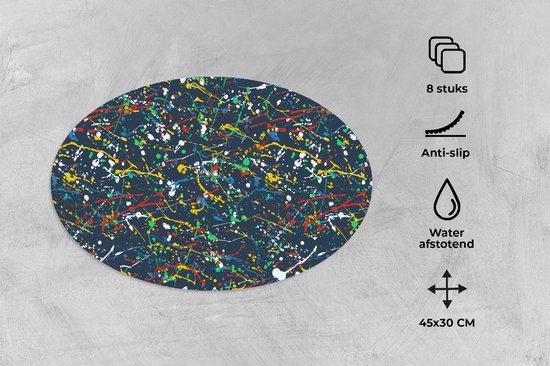 Napperons ovales - Sets de table - Sets de table ovales - Motif - Peinture - Éclaboussures - 8 pièces