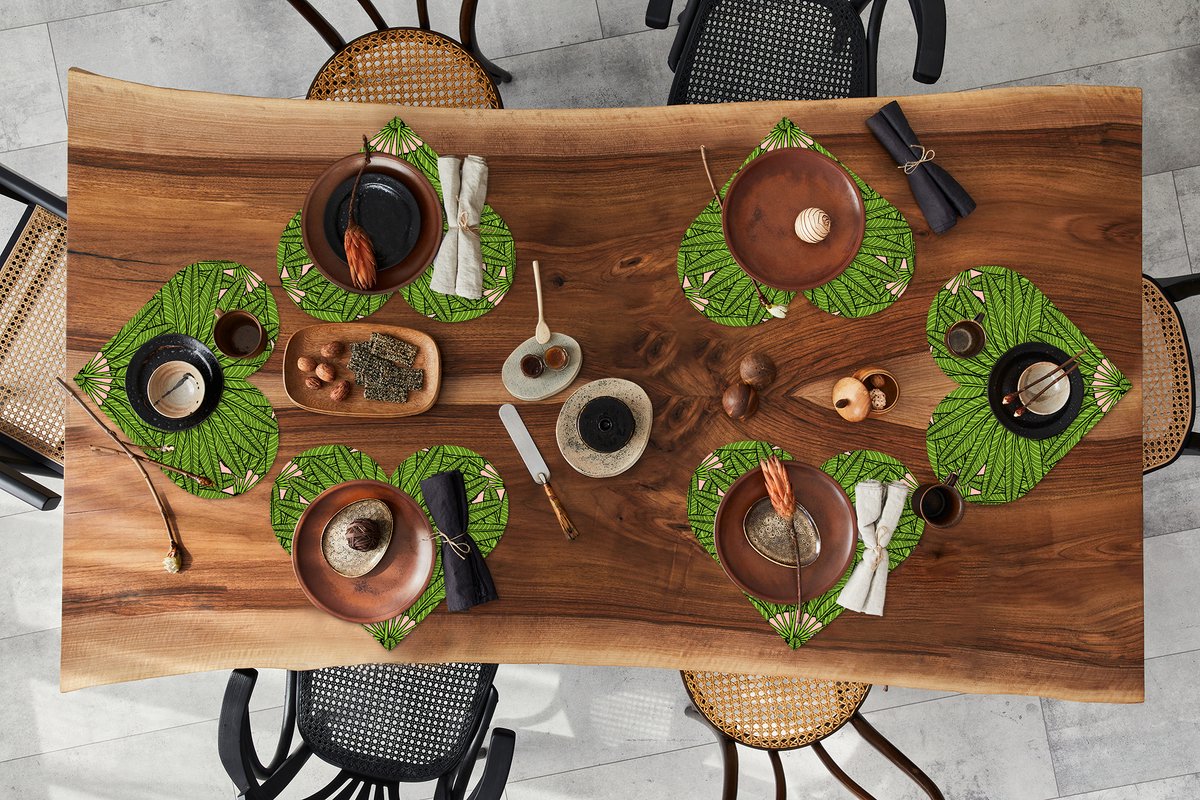 Onderleggers - Placemats - Placemats hartje - Palmblad - Patronen - Jungle - Tropisch - 6 stuks
