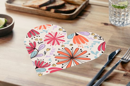Sets de table - Napperons - Napperons coeur - Fleurs - Arc-en-ciel - Design - 10 pièces