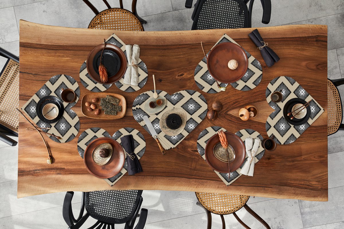 Onderleggers - Placemats - Placemats hartje - Ruiten - Indonesië - Patronen - 10 stuks