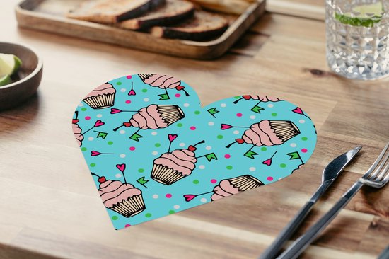 Dessous de verre - Napperons - Napperons cœur - Cupcake - Pois - Fête - Motifs - 8 pièces