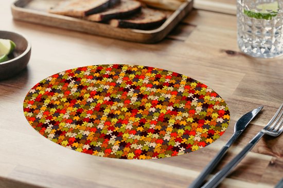 Napperons ovales - Dessous de verre - Sets de table ovales - Puzzle - Motifs - Automne - 8 pièces