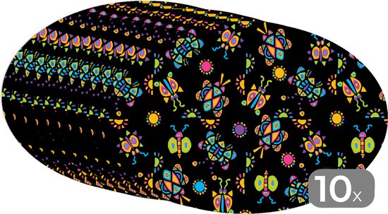 Napperons de table ovales - Sets de table - Sets de table ovales - Papillon - Motif - Insectes - 10 pièces