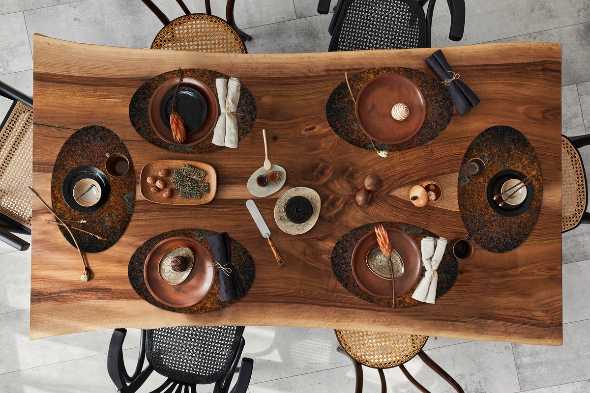 Placemats ovaal - Onderleggers - Ovale placemats - Metaal - Brons - Roest print - 6 stuks