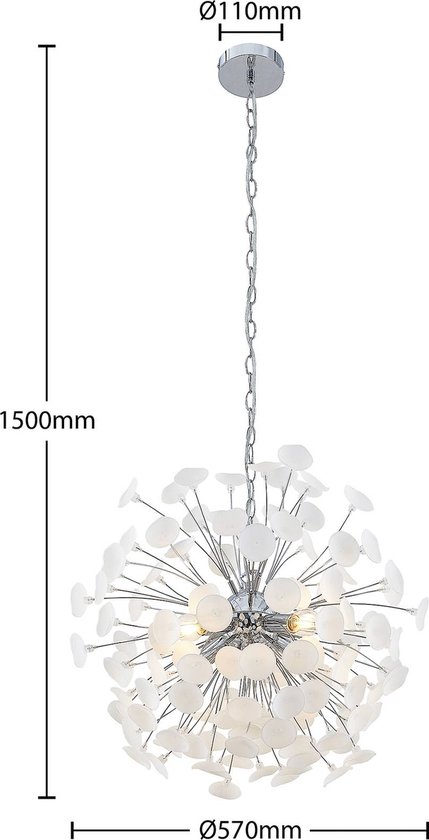 Lindby - hanglamp - 4 lichts - ijzer, kunststof - E14 - chroom, frost