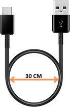 Câble USB C Zwart 30 CM adapté pour Samsung S8, S9, S10, S20, S21, S22 Plus & Ultra - Câble de charge Samsung - câble usb c vers usb - câble chargeur - chargeur - chargeur