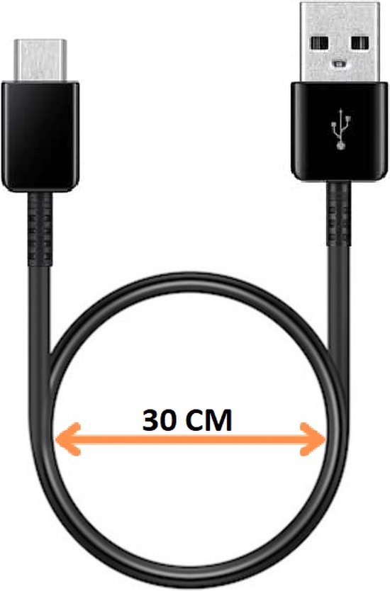 tetraëder Echt bezig USB C kabel Zwart 30 CM geschikt voor Samsung S8, S9, S10, S20, S21, S22  Plus & Ultra... | bol.com