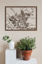Carte de la ville en bois Noyer Doetinchem 50x70cm Décoration murale pour les City Shapes sur le mur